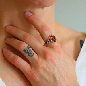 Baltic Amber Gecko Ring in Sterling Silver